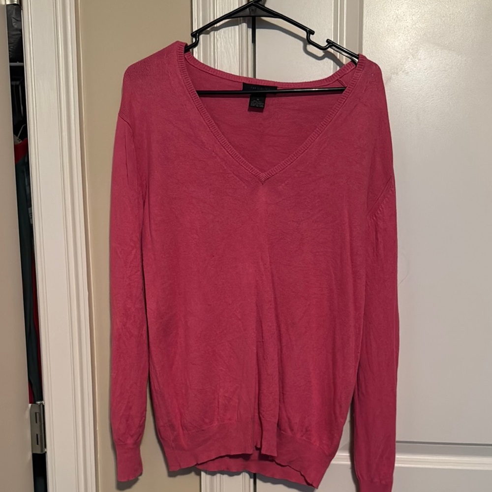 Women's Pink V-Neck Sweater